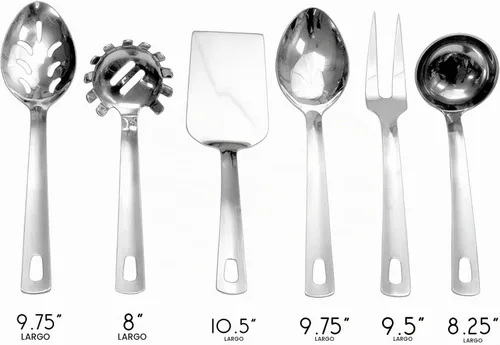 Vista 6 de Darware Juego completo de servir (6 piezas, plateado); con servidor de pasta, tenedor, cuchara ranurada, cucharón y servidor de pasteles/cazuela