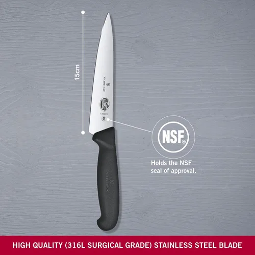 Vista 3 de Victorinox Chef's, Black Fibrox, 6 pulgadas.