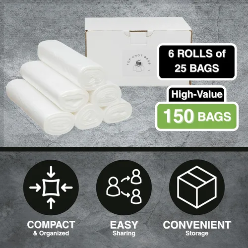 Vista 3 de Top Knot Bags Bolsa de basura de 45 galones, 40 x 48 pulgadas, transparente, 150 unidades, forro para latas de 40 galones, 41 galones, 42 galones