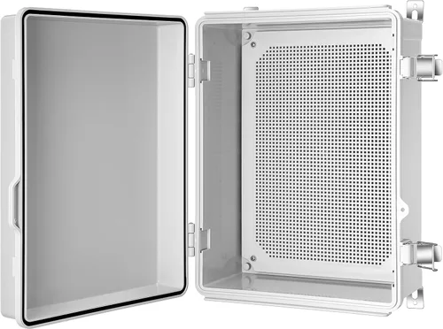 Vista 15 de Caja de conexiones Gratury, carcasa de plástico impermeable IP67 para proyectos eléctricos, cubierta con bisagras gris, incluye placa de montaje