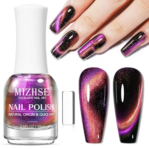 Vista 9 de MIZHSE Esmalte de uñas 9D de secado rápido, esmalte de uñas magnético azul-violeta