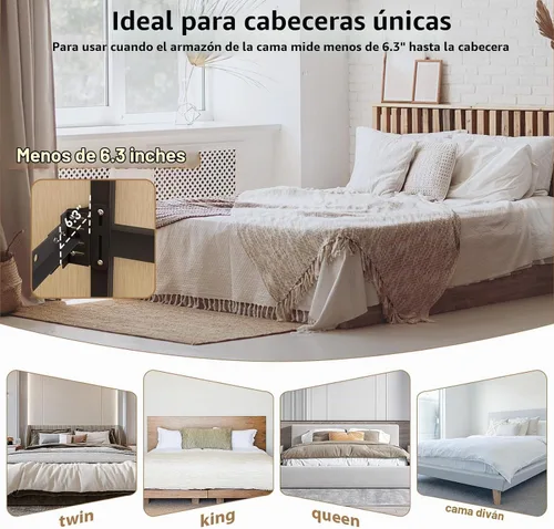 Vista 5 de 2 adaptadores de marco de cama para cabecero, placa de modificación de cama Queen, adaptador/conector, kit de adaptador de cabecera resistente