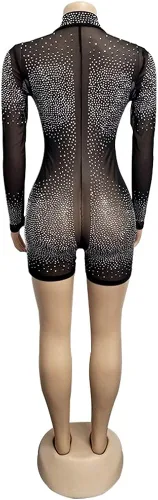 Vista 5 de Adogirl Enterizo sexy de lentejuelas con diamantes de imitación para mujer