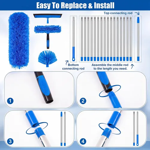 Vista 6 de Kit de plumero de alto alcance de 36 pies con poste de extensión de 2 a 30 Azul