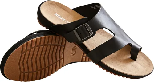 Vista 5 de MGGM Collection - Sandalias de piel de vaca para hombre Negro