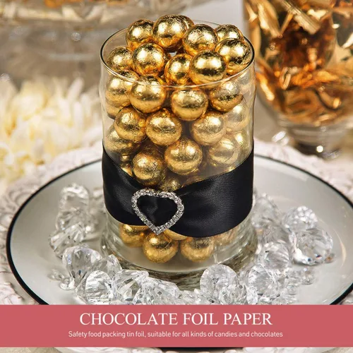 Vista 7 de Hojas de papel de aluminio, 100 unidades de envoltorios de chocolate, envoltorios de dulces, papel de aluminio para decoración casera de caramelos