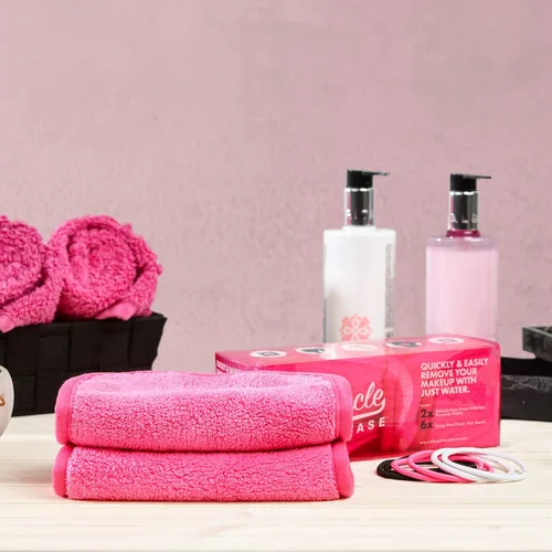 Vista 9 de Miracle Face - Paquete de 2 toallitas desmaquillantes de microfibra para el rostro, incluye 6 ligas para el cabello