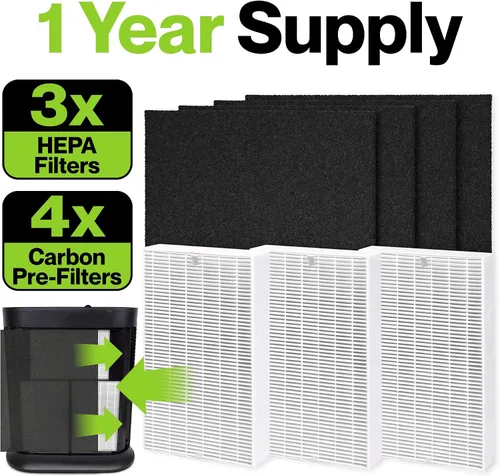 Vista 3 de Durabasics Juego de 3 filtros HEPA para filtros purificadores de aire HPA300 Honeywell y Honeywell HPA300 – Compatible con purificador de aire