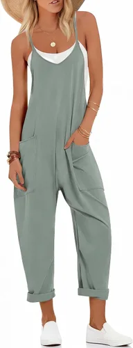 Vista 11 de Ekouaer Overol sin mangas para mujer, overol casual de verano 2-Verde Armada (ArmyGreen)