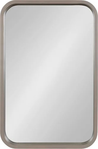 Vista 2 de Kate and Laurel Hutton Modern Radius - Espejo de pared rectangular de madera, 20 x 30 pulgadas, gris; espejo decorativo grande y robusto para pared