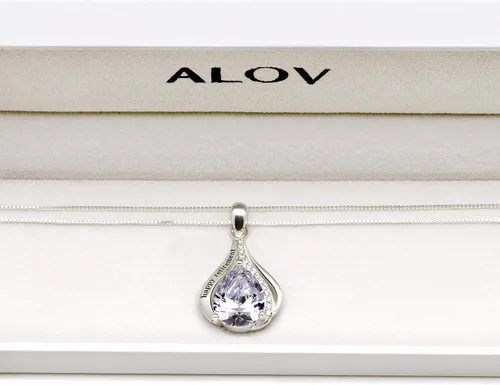 Vista 4 de ALOV Jewelry - Collar con colgante de plata de ley con circonita cúbica