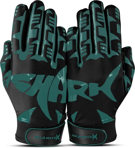 Vista 11 de Guantes de fútbol antideslizantes con sensación de pelota, guantes receptores de fútbol en tamaños juveniles, adultos y niños, agarre fuerte
