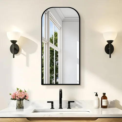 Vista 32 de COFENY Espejo de baño, espejo rectangular negro de 16 x 24 pulgadas para montar en la pared con marco delgado, espejos de tocador de baño para sobre