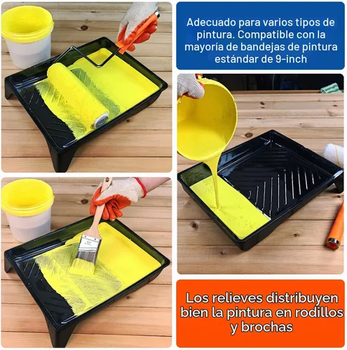 Vista 6 de Great Andrew Paquete de 4 Forros para Bandejas de Pintura de 9 Pulgadas, 2 Bandejas de Plástico Resistente con 2 Forros Desechables para Bandejas
