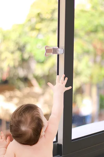 Vista 7 de Inaya Cerradura de puerta corredera para seguridad infantil (paquete de 4) – Cerraduras a prueba de niños para puertas correderas de cristal