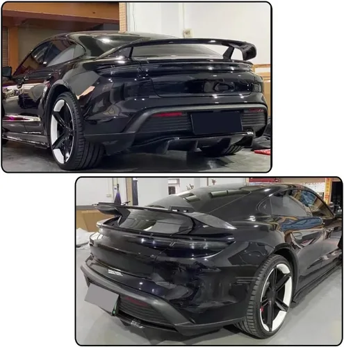 Vista 3 de Alerón de maletero de fibra de carbono real compatible con Porsche Taycan 2019-2024 Racing Rear Wing Spoiler GT Power