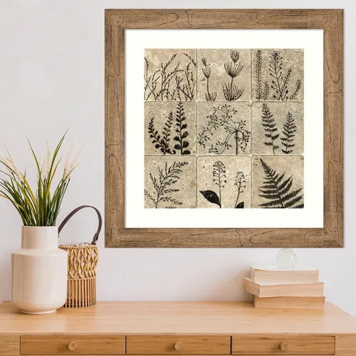 Vista 5 de Amanti Art Lienzo decorativo para pared, diseño de silueta I de azulejos de piedra de 24 x 24 pulgadas, por Megan Meagher, arte de pared de flores