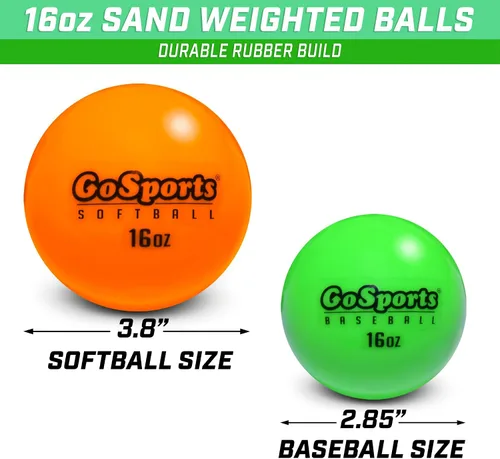 Vista 3 de GoSports Bolas de Entrenamiento con Peso - Elija Béisbol o Sóftbol - Entrenamiento de Bateo y Lanzamiento para Todos los Niveles de Habilidad