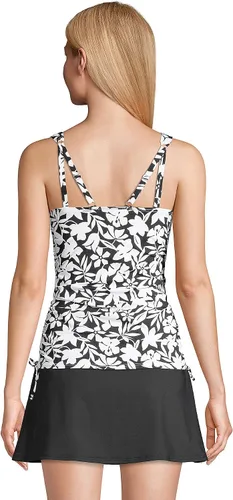 Vista 2 de Lands' End Traje de baño tankini largo resistente al cloro con cuello en V ajustable y tirantes ajustables