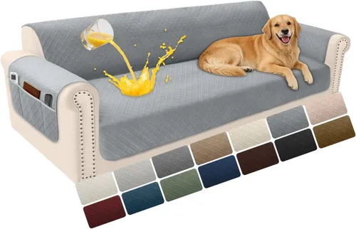 Vista 57 de Fundas de terciopelo 100% impermeables para sofá biplaza, fundas lavables para sofá de 2 plazas, fundas de sofá aptas para mascotas, protector