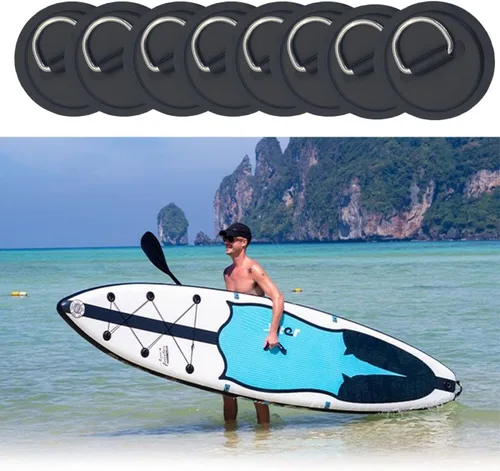 Vista 5 de JuneKooler - 8 piezas de anillos en D de acero inoxidable para barco inflable, parche de anillo en D de sup, parche de anillo D para kayak, parche