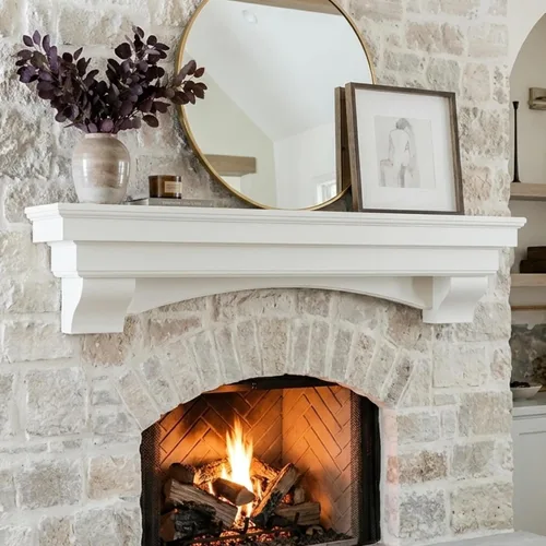 Vista 11 de MANTELSDIRECT Mantels Direct Salem - Repisa de Chimenea de Madera con Ménsulas Arqueadas - Cerezo 48 Pulgadas Estante Rústico de Madera de Pino
