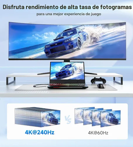 Vista 5 de Cable Matters Adaptador USB C a HDMI 2.1 de 48 Gbps con carga de 140 W