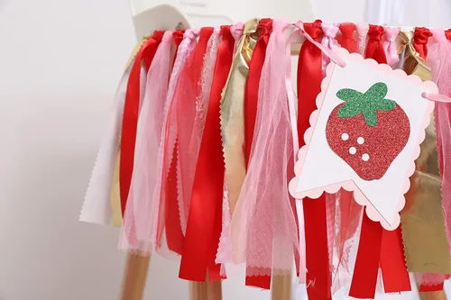 Vista 9 de Cartel para silla alta con temática de bayas y fresas, accesorio de fotos de pastel de aplastamiento, decoración de fondo de fotos de primer
