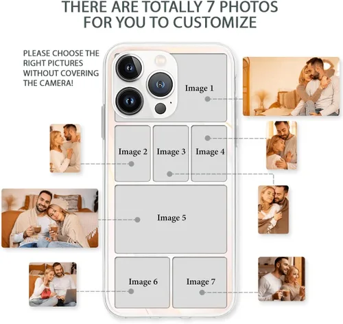 Vista 2 de CUBICER Fundas para teléfono con fotos personalizadas para parejas, protector transparente impermeable para marido y esposa, funda transparente