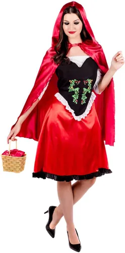 Vista 2 de fun shack Disfraz de Caperucita Roja para Adultos Disfraz de Cuento de Hadas Vestido y Capa