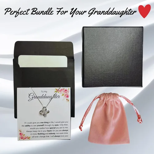 Vista 4 de Collar para nietas, regalos de abuelas o abuelos, para mi nieta, joyería para una graduación o cumpleaños, con una tarjeta y una caja de regalo