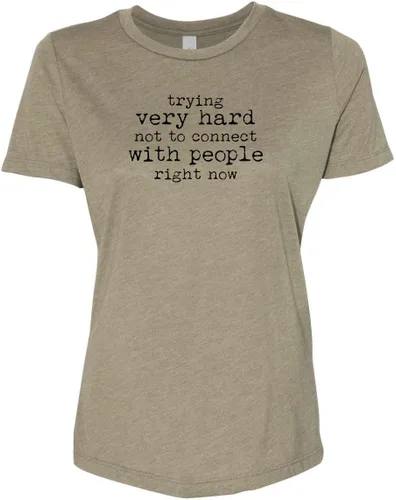 Vista 11 de Cute Women's Screen Printed Crew Neck Tee, Shirts With Sayings, Dusty Blue or Olive