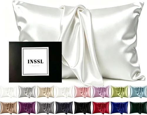 Vista 9 de INSSL - Funda de almohada de seda para mujeres, funda de almohada de seda de morera para cabello y piel, mantente cómoda y transpirable durante