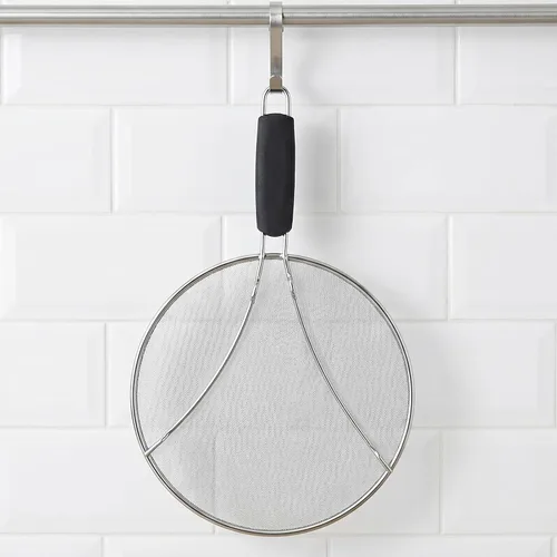 Vista 7 de Pantalla contra salpicaduras, protector de salpicaduras de acero inoxidable de 10 pulgadas para sartén, protector de salpicaduras de grasa con mango