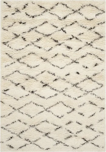 Vista 12 de SAFAVIEH Casablanca Collection - Alfombra de área de 9 x 12 pies, marfil y marrón, hecha a mano de lana marroquí boho neozelandesa, 1 pulgada