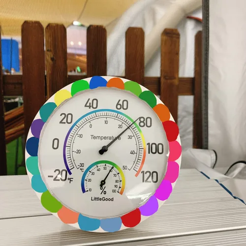 Vista 3 de Termómetro de 6 pulgadas para interiores con medidor de humedad, termómetro de pared/higrómetro para decoración del hogar, esfera analógica
