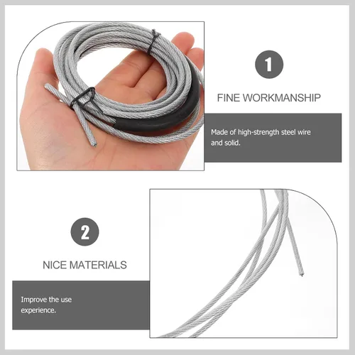 Vista 4 de Cuerda de salto de repuesto de cable de acero con peso para entrenamiento de fitness, tubo resistente al desgaste, accesorio deportivo