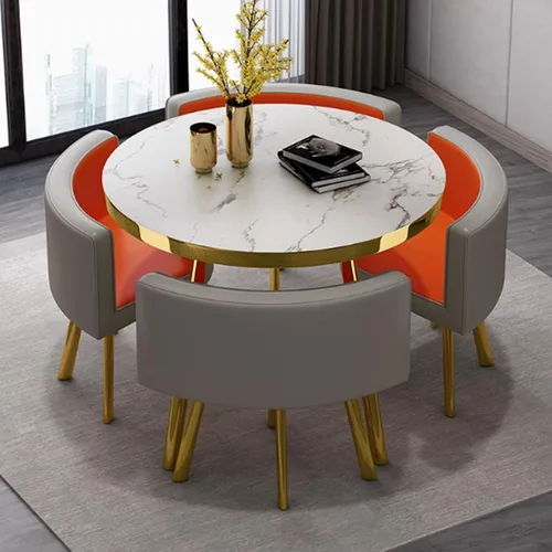 Vista 11 de YVYKFZD Round Conference Table, Office Reception Room Club Table, Coffee Kitchen Dining Table Set with Metal Legs, Business Conference Room Table 2
