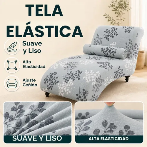 Vista 2 de Funda Impresa para Chaise Lounge sin Brazos Interior Funda Elástica para Silla para Sala de Estar Dormitorio Funda Elástica sin Brazos para Chaise