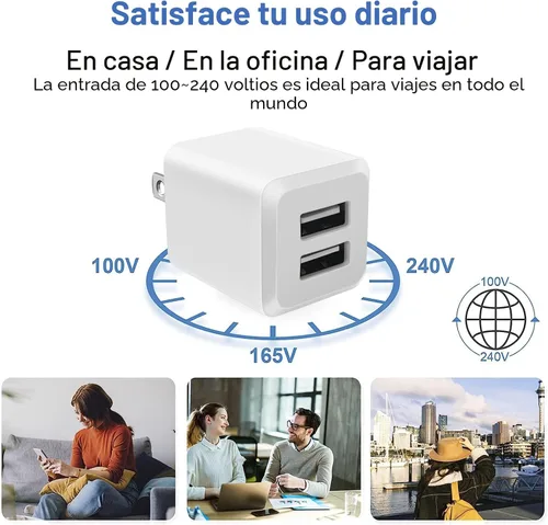 Vista 6 de Cargador de pared USB, caja de carga de bloque de enchufe de cargador de cubo de doble puerto Dual Port Wall Charging Adapter,USB A