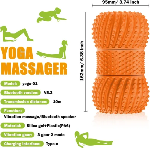 Vista 6 de Rodillo eléctrico portátil de masaje muscular, 6 niveles de vibración para alivio profundo del tejido, masajeador de mano para fascitis plantar
