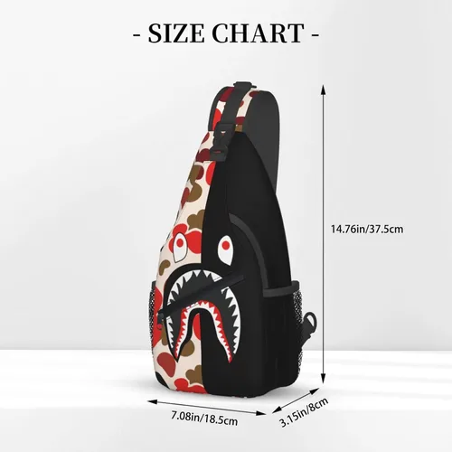 Vista 3 de Mochila bandolera, bolso de hombro de camuflaje de tiburón, bolso cruzado unisex, adecuado para viajes al aire libre, senderismo, senderismo