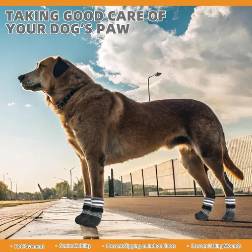Vista 2 de KOOLTAIL Calcetines antideslizantes para perros para evitar lamer las patas para pavimentos calientes/terrosos, botas largas impermeables