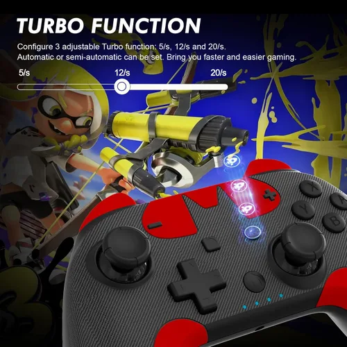 Vista 2 de Controlador de interruptor inalámbrico para Nintendo SwitchSwitch OLEDSwitch Lite con botón macro, función turbo de 3 niveles, vibración ajustable