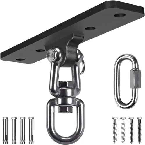 Vista 12 de SELEWARE Percha de bolsa pesada de rotación de 360°, capacidad de 1000 libras, montaje en techo y vigas con cadena de acero inoxidable y ganchos a