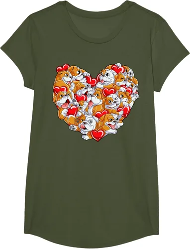 Vista 58 de Camiseta inglesa para el día de San Valentín con diseño de corazón y perro amante de los niños Negro
