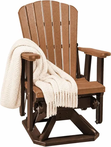 Vista 14 de DutchCrafters Slat Fan Back Poly Adirondack Swivel Glider Outdoor Patio Chair (Black)