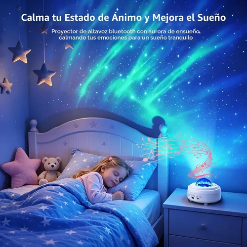Vista 5 de HUMIIEYE Proyector de Galaxia con Altavoz Bluetooth, Luz Nocturna Proyector de Estrellas para Dormitorio, 8 Modos Proyector Aurora de Luces