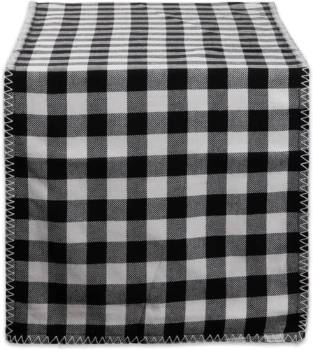 Vista 3 de DII Buffalo Check, colección reversible, camino de mesa, 14x72, rojo y negro