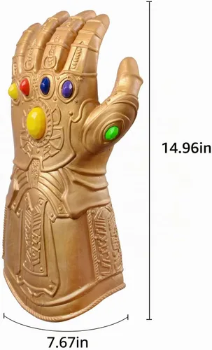 Vista 2 de Guante de mano de látex con luz LED regalo para Halloween y cosplay dorado